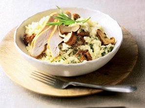 Rizoto s kuřetem a liškami