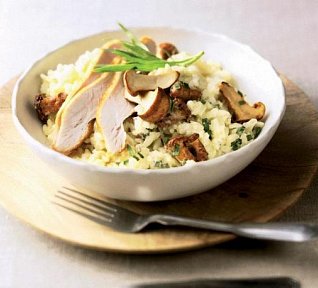 Rizoto s kuřetem a liškami