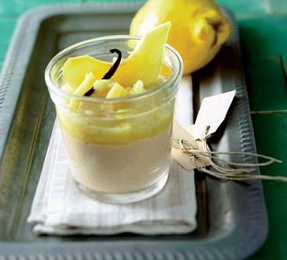 Karamelový krém s kdoulovým kompotem