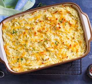 Zapečená bramborová kaše se zelím