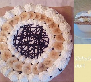 Šlehačkový dort s banány