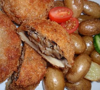 Plněné smažené žampiony