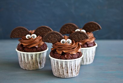 Halloweenské cupcakes ala netopýři