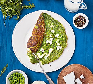 Zelená omeleta s hráškem