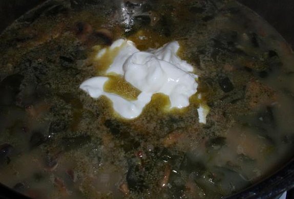 Bramborovo-žampionová polévka se špenátem