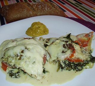 Zapečený špenát s rajčaty