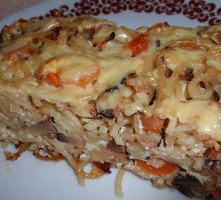 Těstoviny se žampiony ala pizza