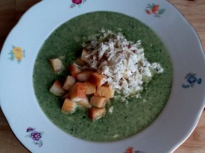 Špenátovo-smetanová polévka s Nivou