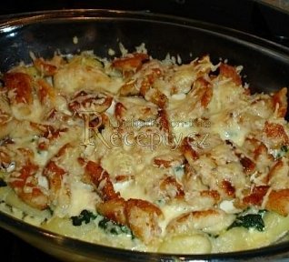 Zapečené noky s kuřecím masem a špenátem