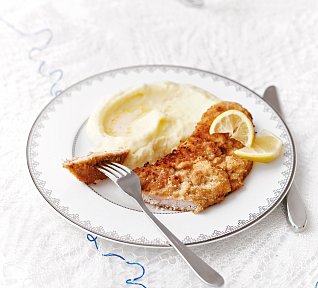 Vídeňský řízek se smetanovou kaší