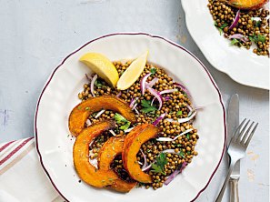 Pečená dýně s čočkovým salátem