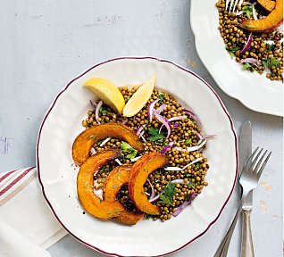 Pečená dýně s čočkovým salátem