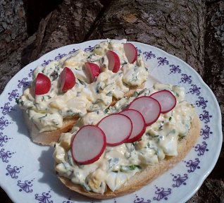 Jemná vajíčková pomazánka / salát s medvědím česnekem