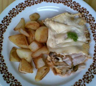 Šunkové kornoutky s houbami alias Zaječí ouška