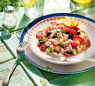 Ceviche ze pstruha s letním ovocem