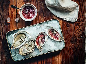 Ústřice se zálivkou mignonette Ústřice se zálivkou mignonette