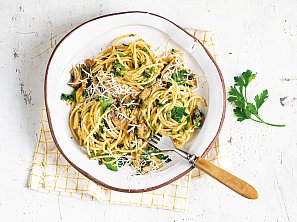 Houbové aglio olio