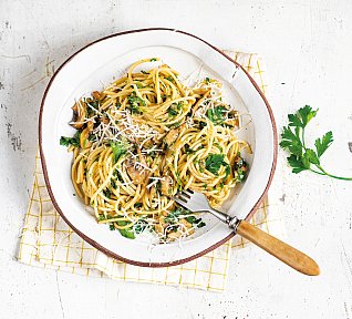 Houbové aglio olio