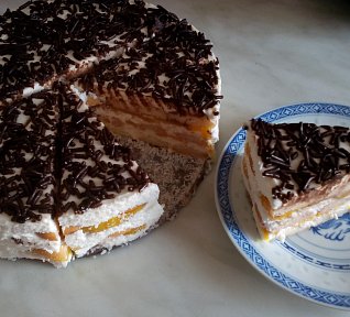 Smetanovo-tvarohový piškoťák s ovocem