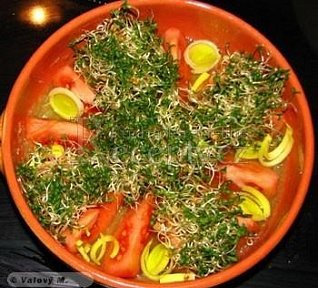 Krémový salát z brokolice, rajčat a vojtěšky