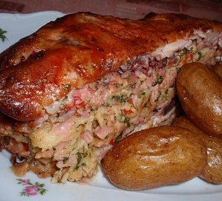 Kuře plněné kopřivovou nádivkou