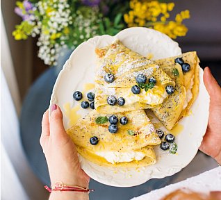 Makové palačinky s citronovým tvarohem