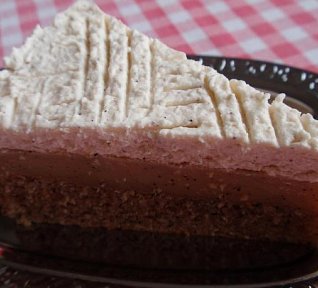 Kávový dort (řez) s pudinkem