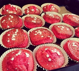 Růžové vanilkové muffinky