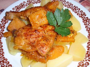 Dýňové kuře (králík) na bylinkách