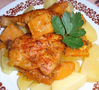 Dýňové kuře (králík) na bylinkách