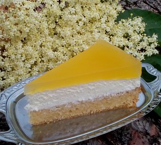 Svěží dort / řez s bezinkovým želé