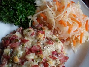 Portobello s nivou a šunkou