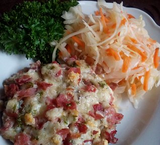 Portobello s nivou a šunkou