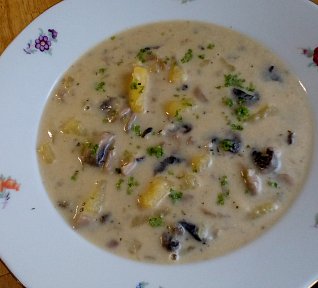 Smetanová bramboračka se žampiony