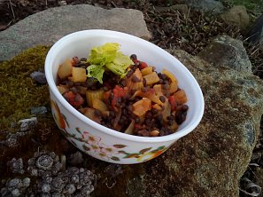 Černá čočka se zeleninou - salát nebo příloha